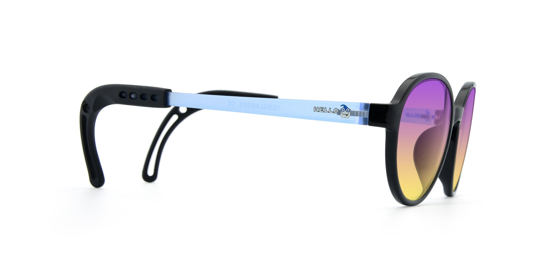 Side of 1020 in Black-Blue with Purple / Yellow Gradient Lenses
