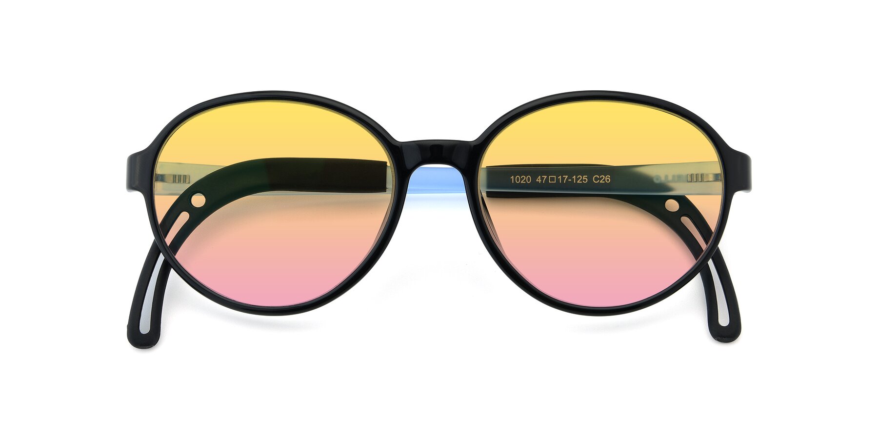 Folded Front of 1020 in Black-Blue with Yellow / Pink Gradient Lenses