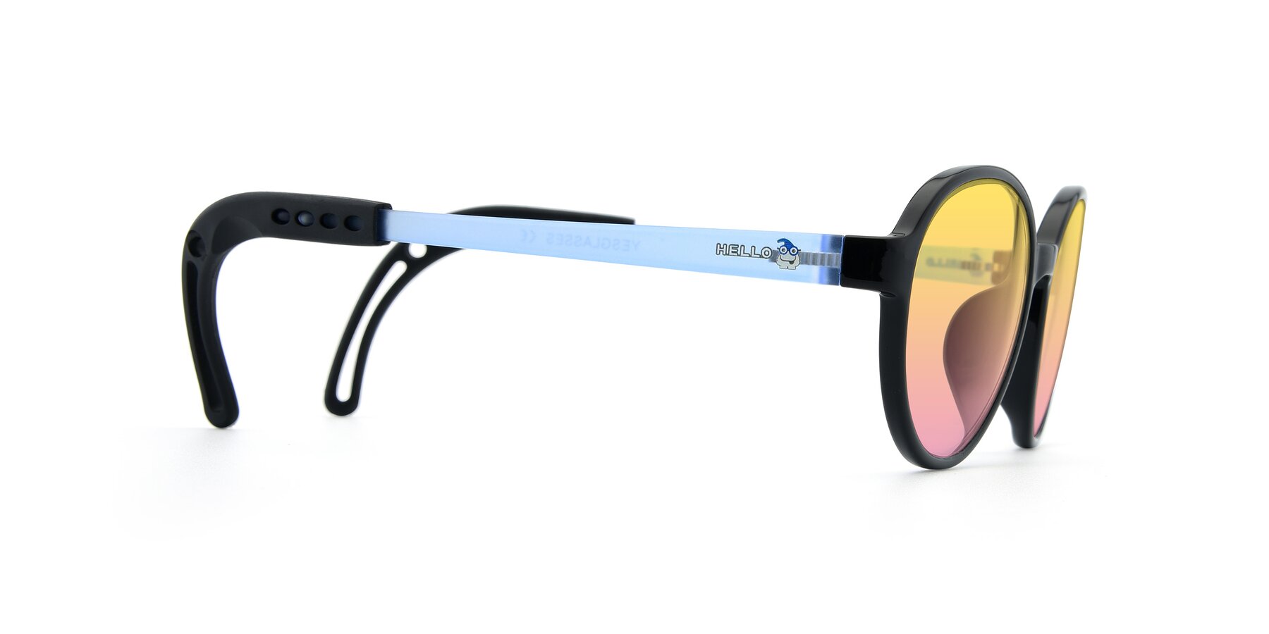 Side of 1020 in Black-Blue with Yellow / Pink Gradient Lenses