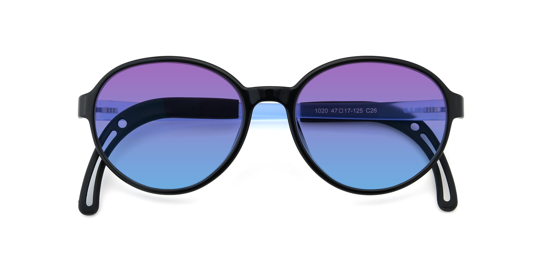 Folded Front of 1020 in Black-Blue with Purple / Blue Gradient Lenses
