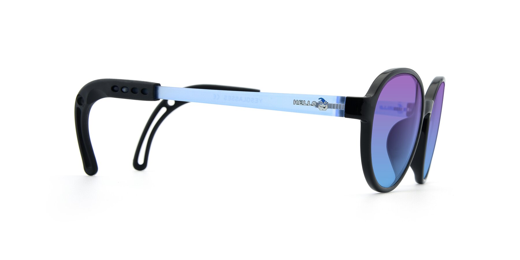 Side of 1020 in Black-Blue with Purple / Blue Gradient Lenses