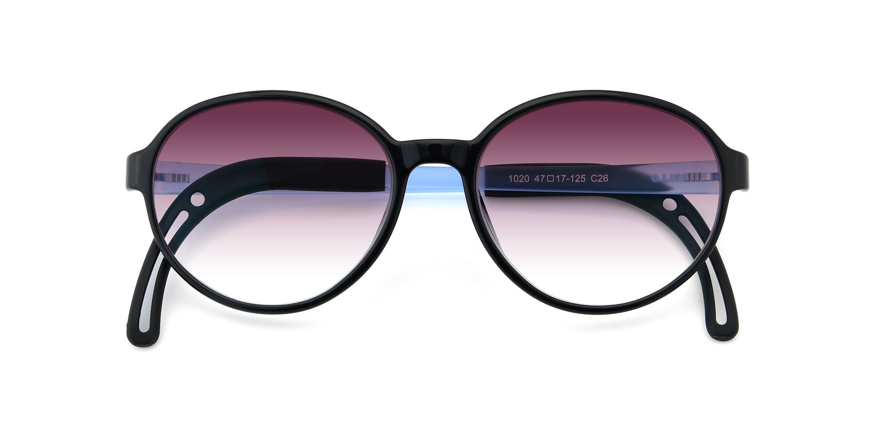 Folded Front of 1020 in Black-Blue with Wine Gradient Lenses