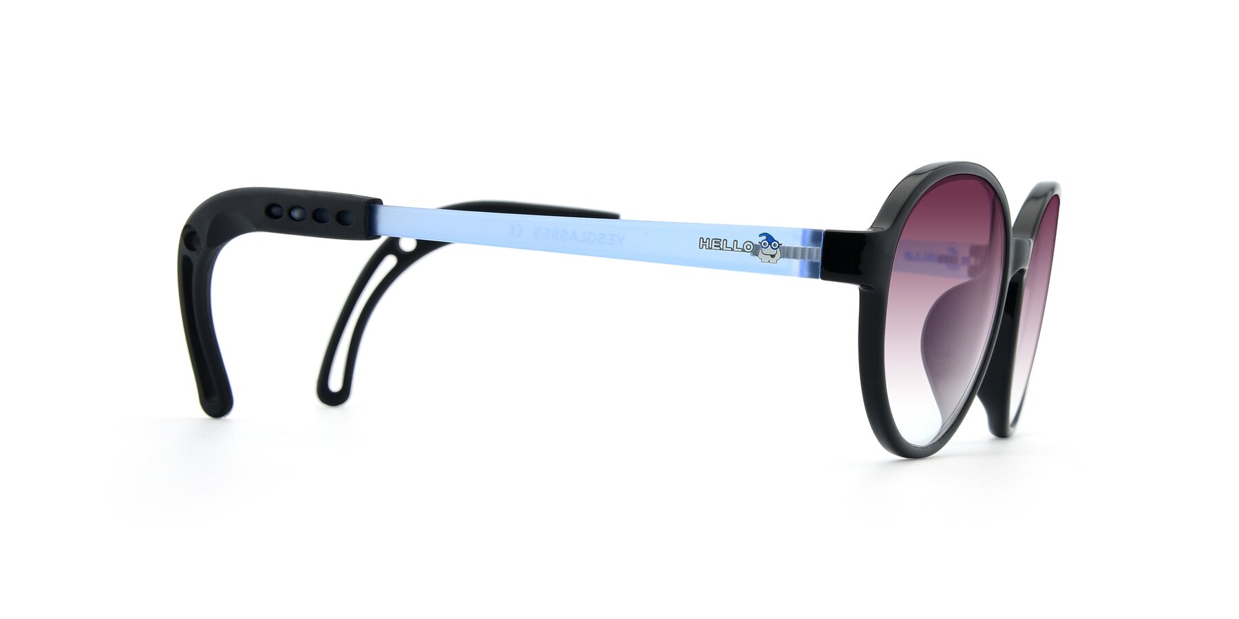 Side of 1020 in Black-Blue with Wine Gradient Lenses