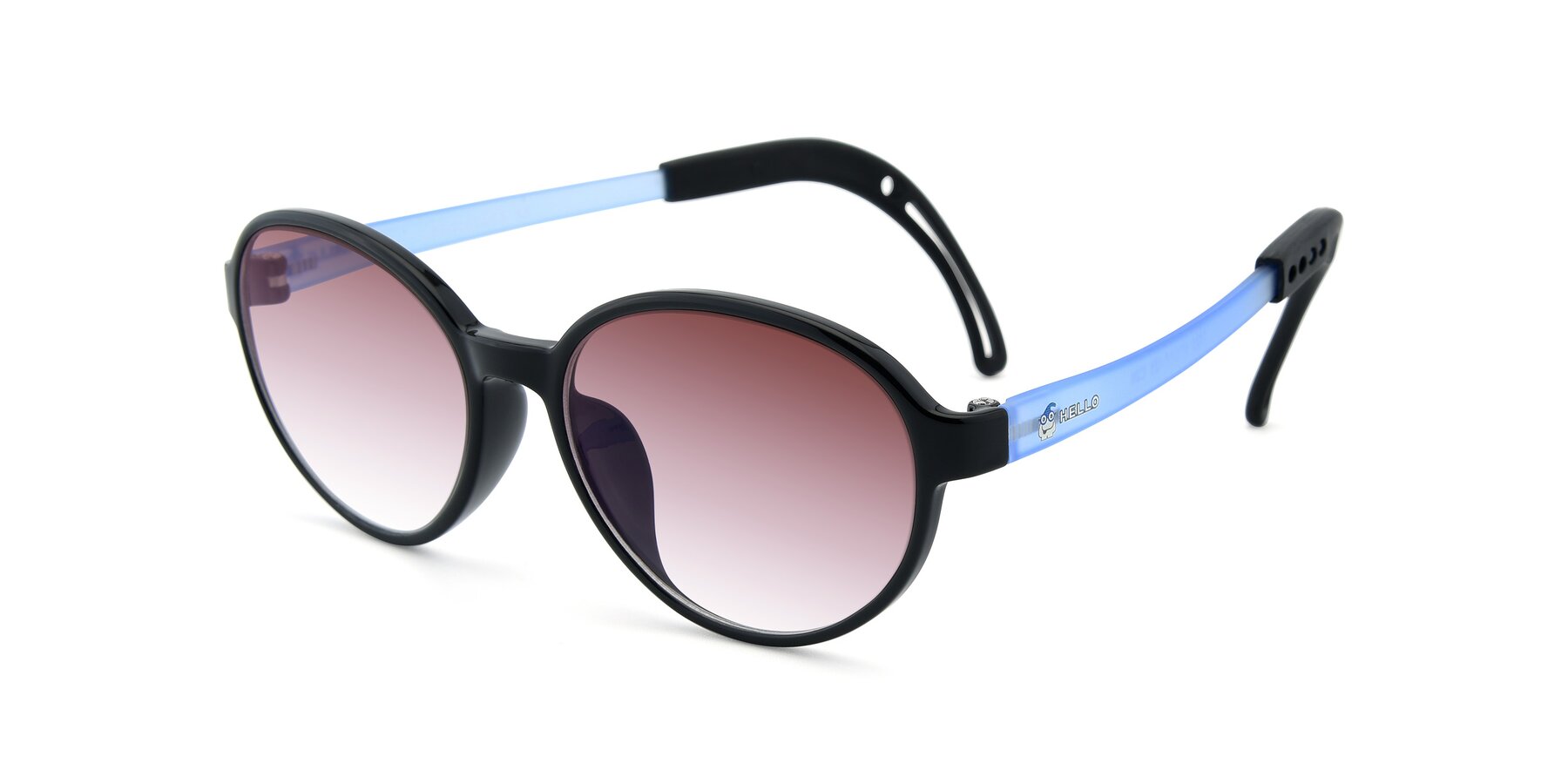 Angle of 1020 in Black-Blue with Garnet Gradient Lenses