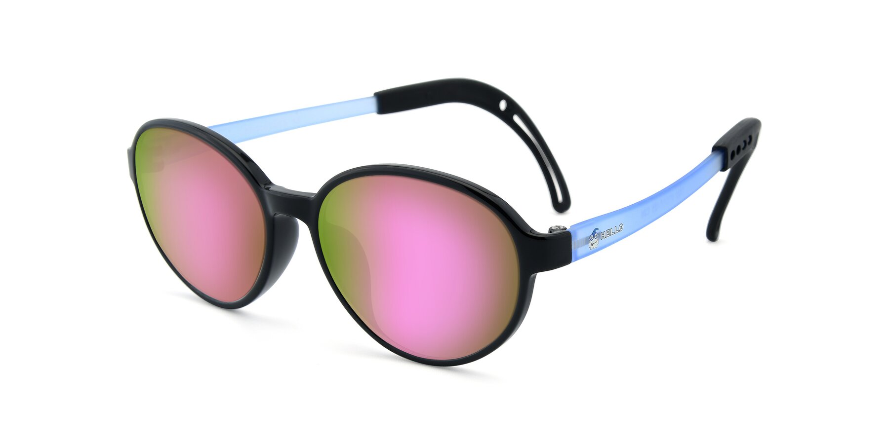 Angle of 1020 in Black-Blue with Pink Mirrored Lenses