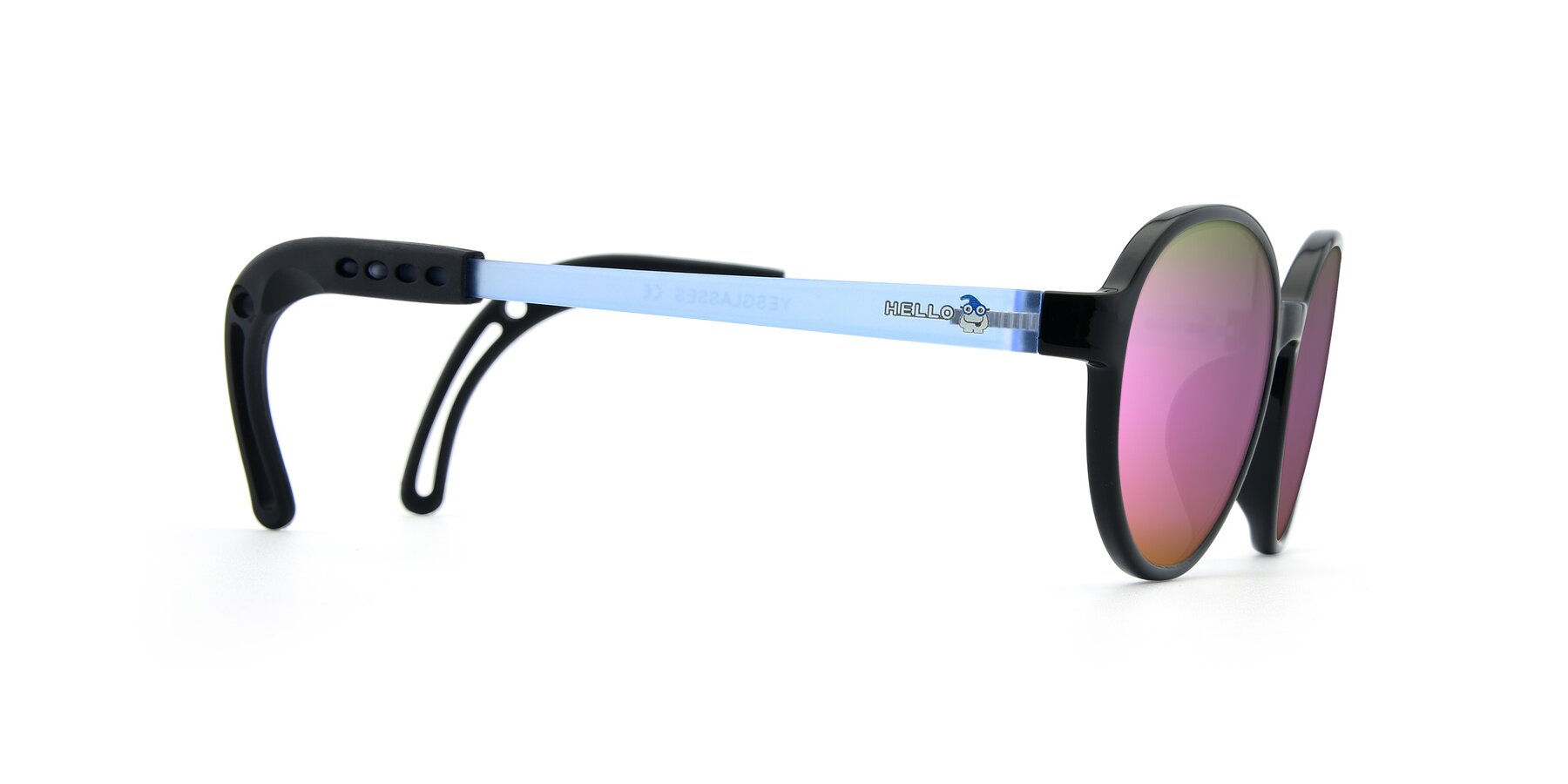 Side of 1020 in Black-Blue with Pink Mirrored Lenses