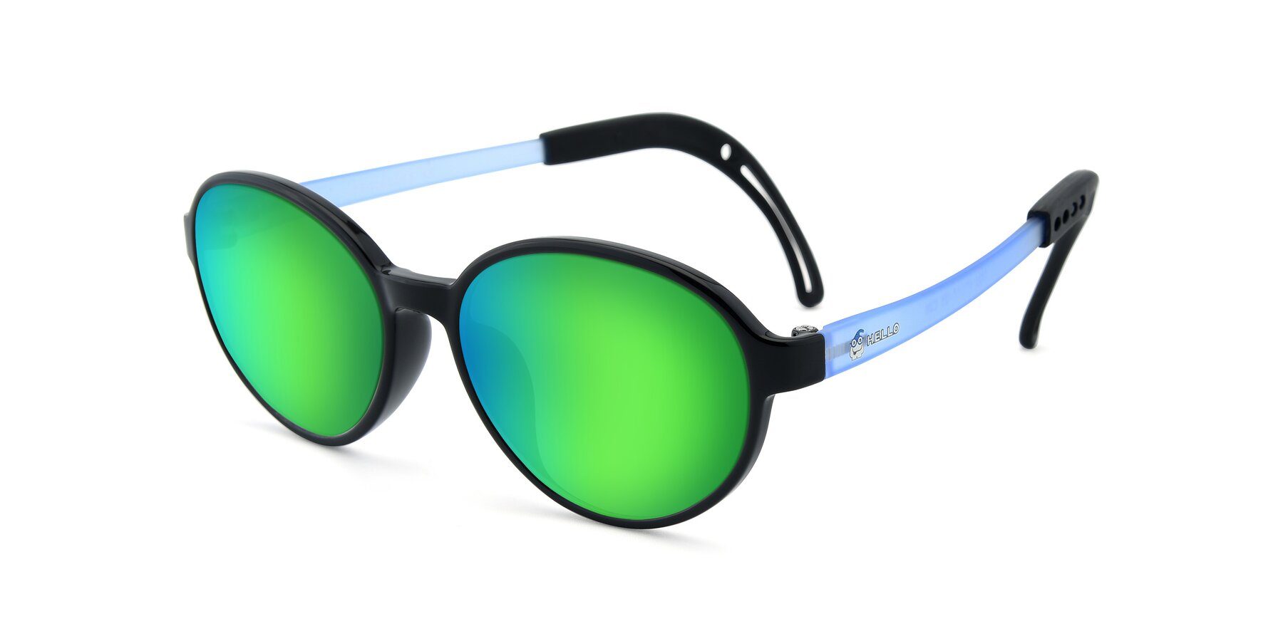 Angle of 1020 in Black-Blue with Green Mirrored Lenses