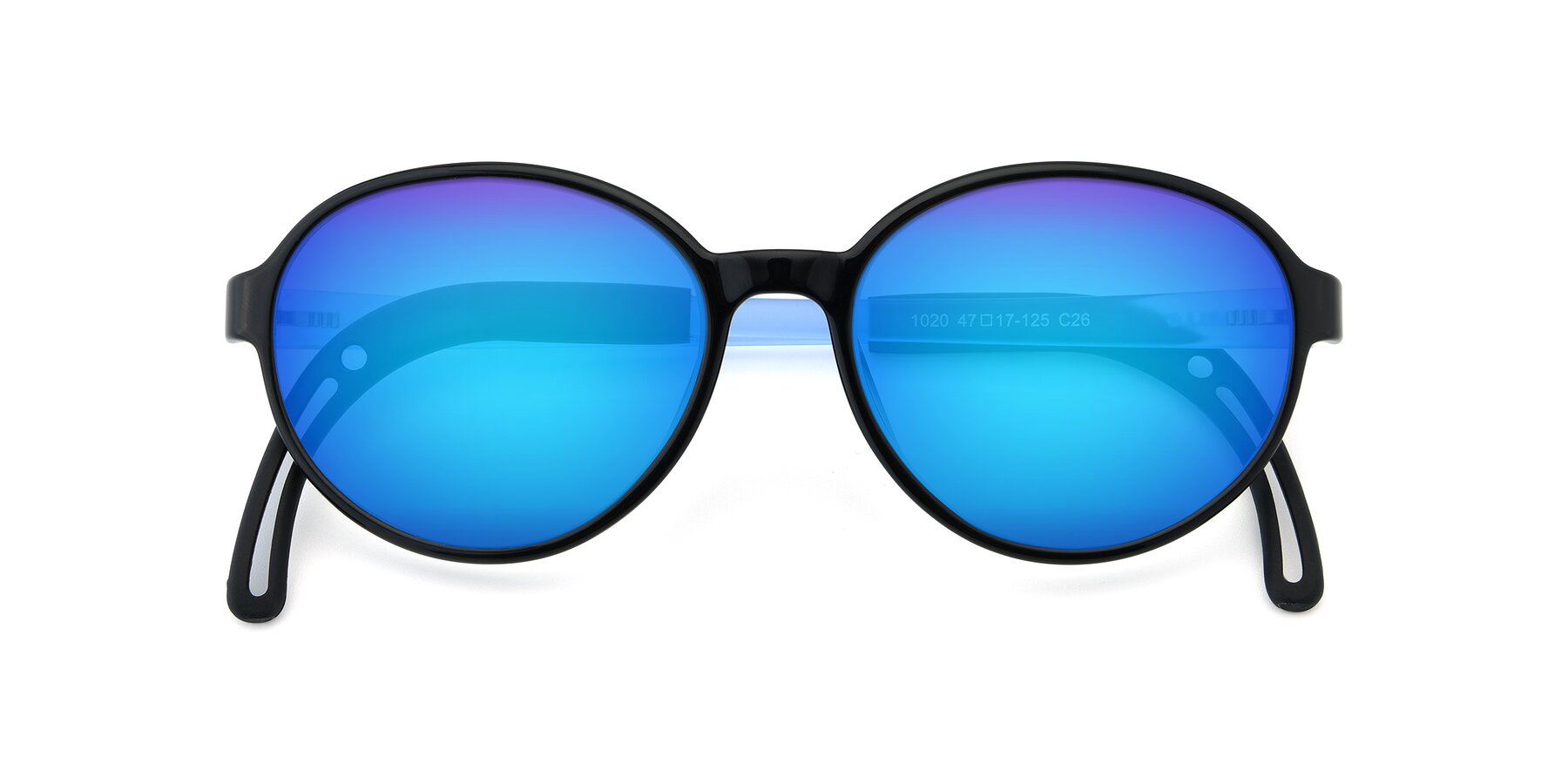 Folded Front of 1020 in Black-Blue with Blue Mirrored Lenses