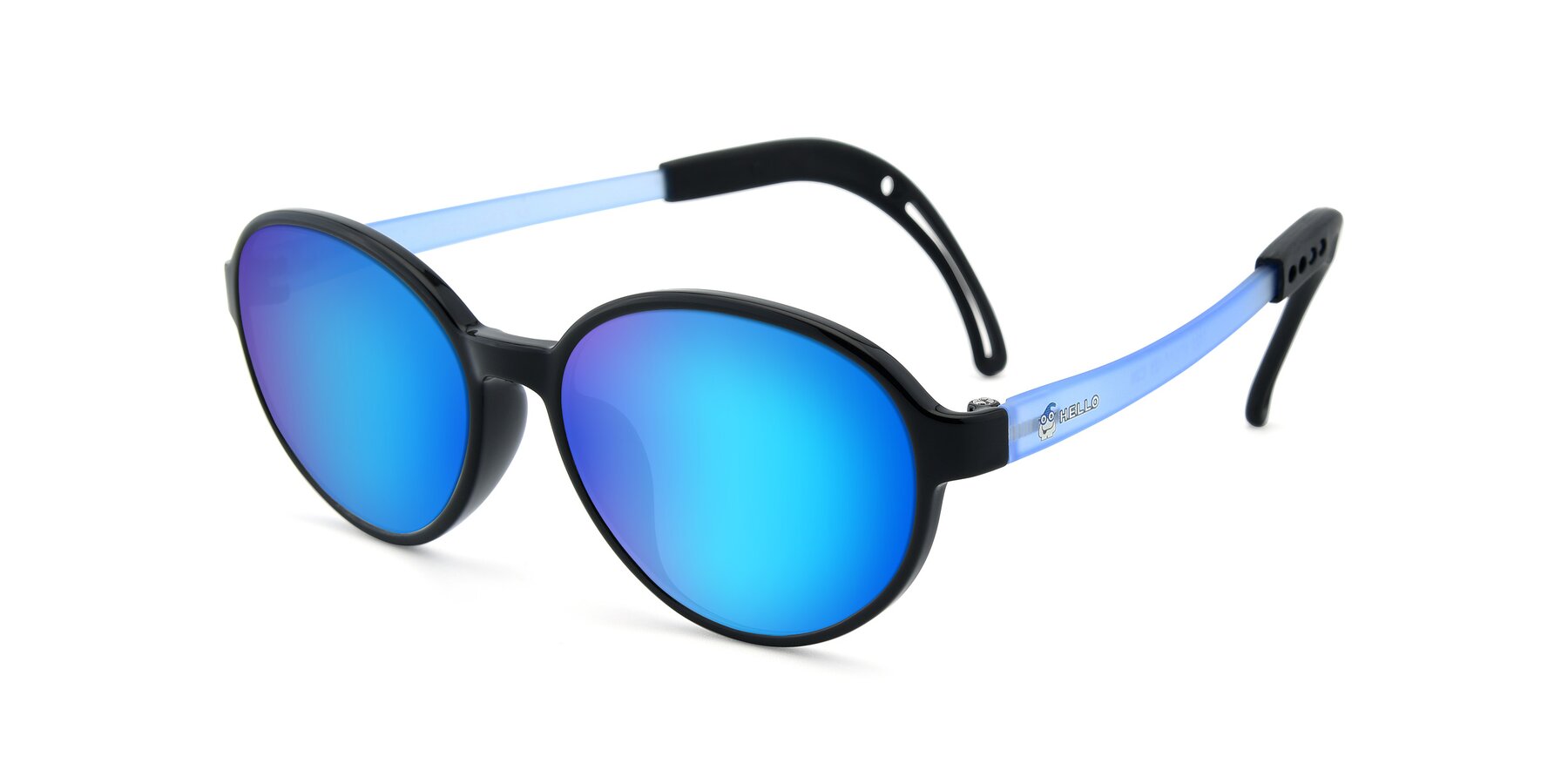 Angle of 1020 in Black-Blue with Blue Mirrored Lenses