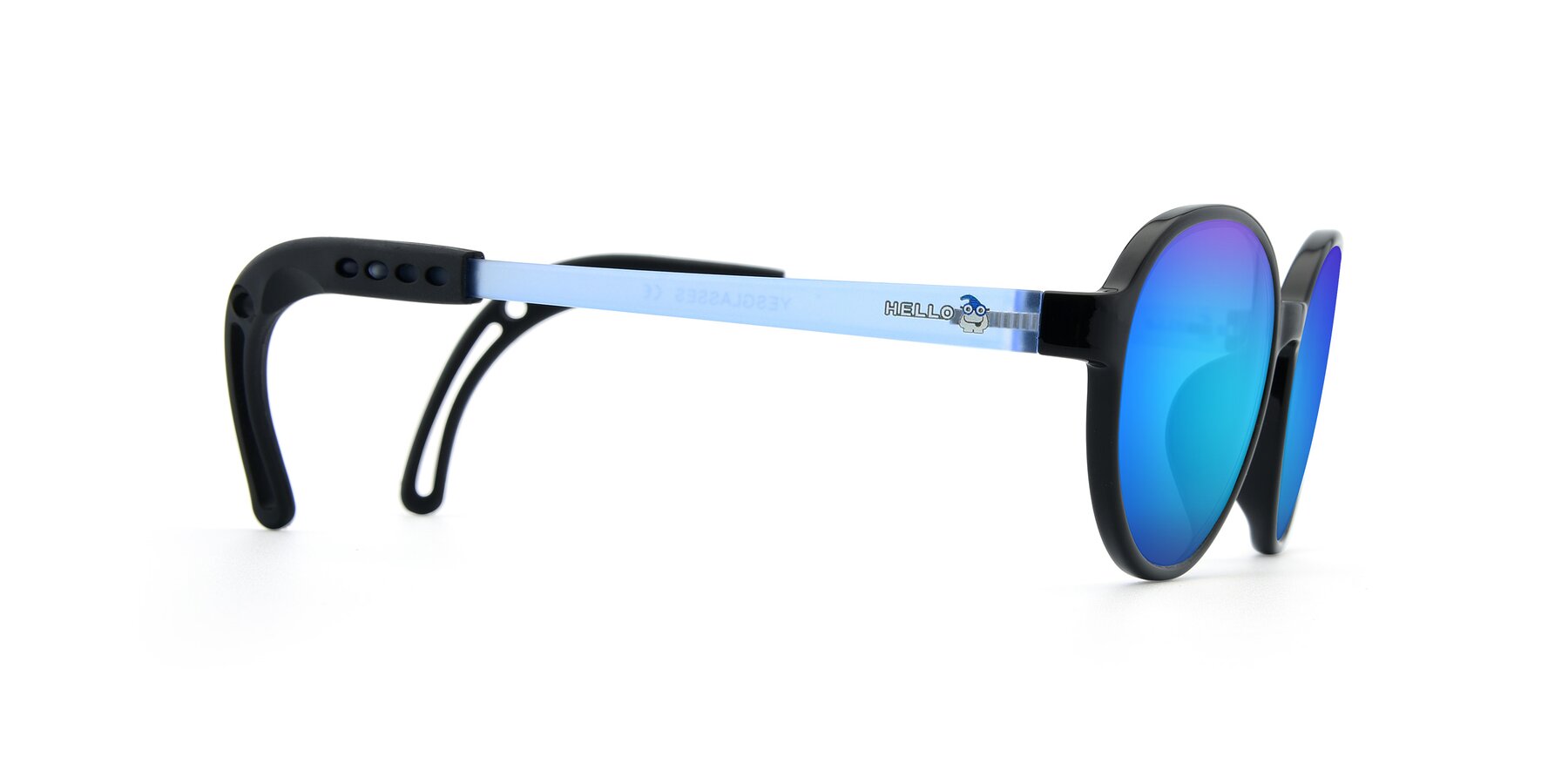 Side of 1020 in Black-Blue with Blue Mirrored Lenses