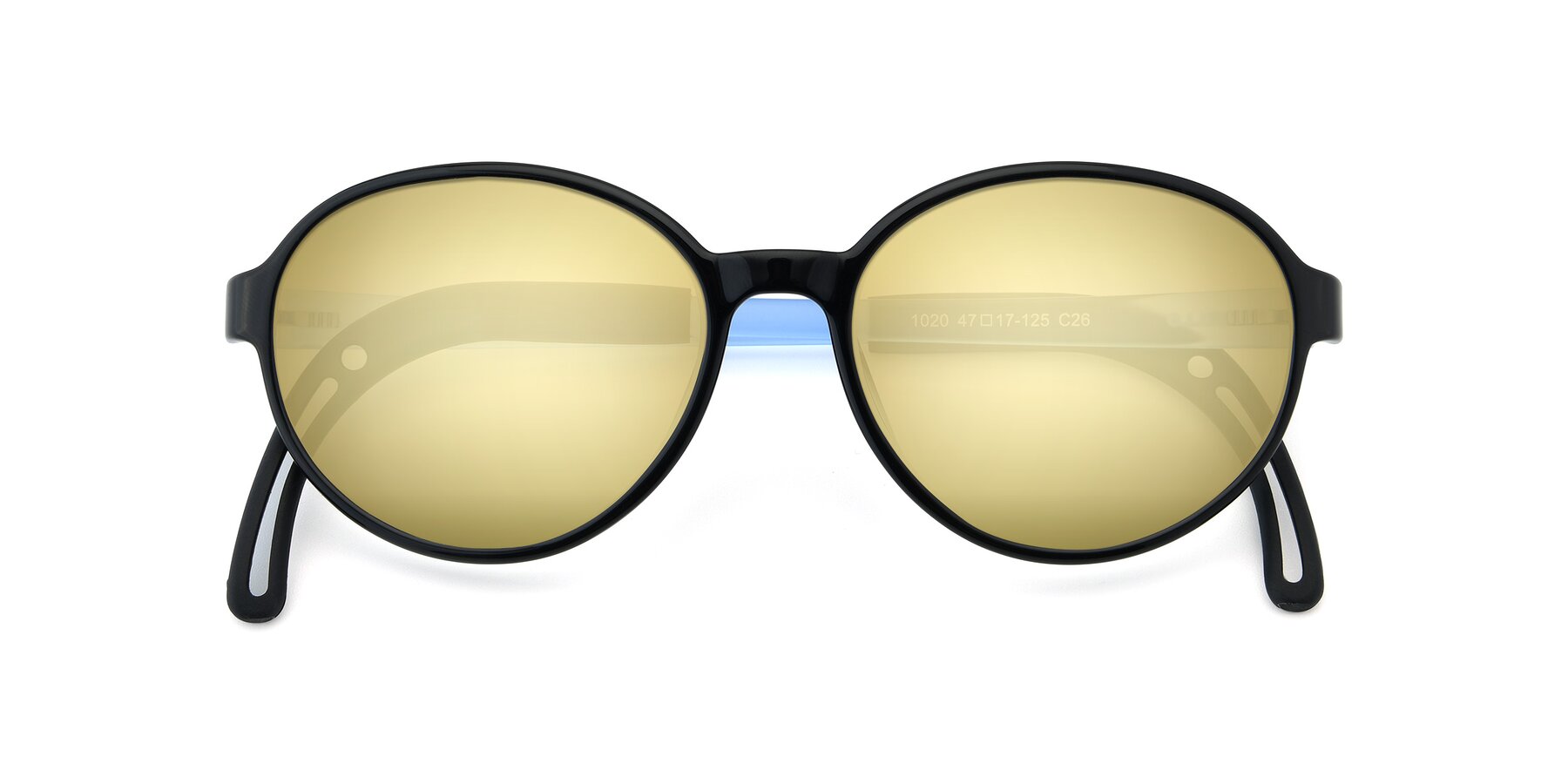 Folded Front of 1020 in Black-Blue with Gold Mirrored Lenses