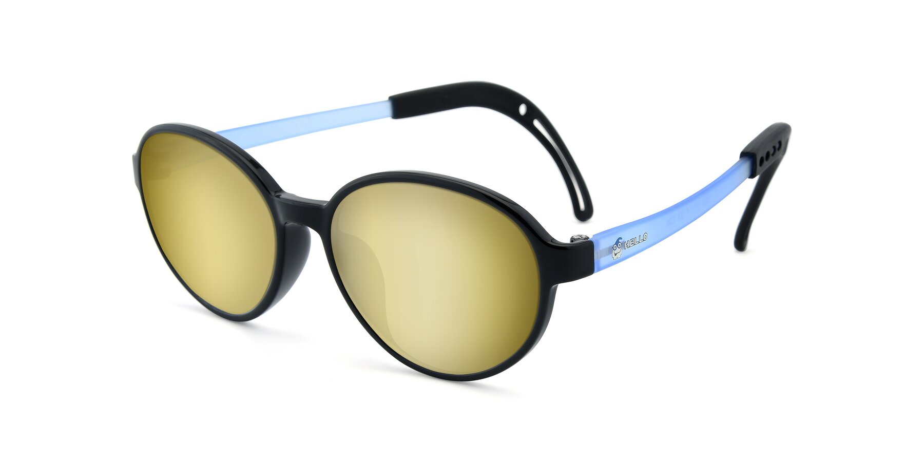 Angle of 1020 in Black-Blue with Gold Mirrored Lenses