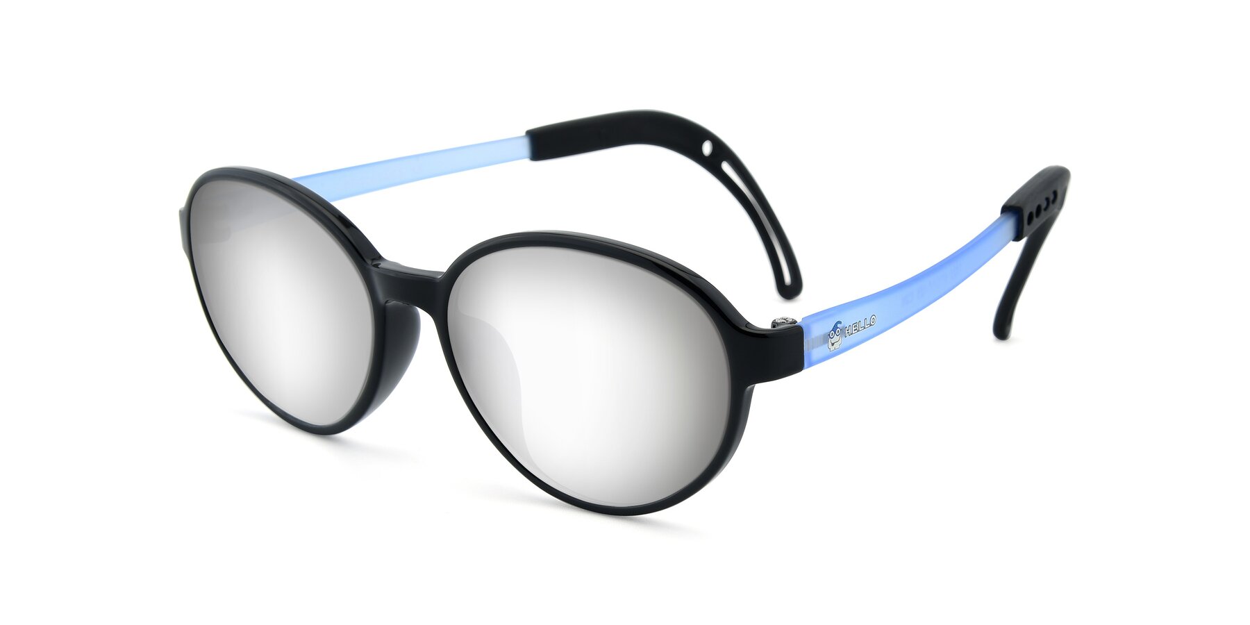 Angle of 1020 in Black-Blue with Silver Mirrored Lenses