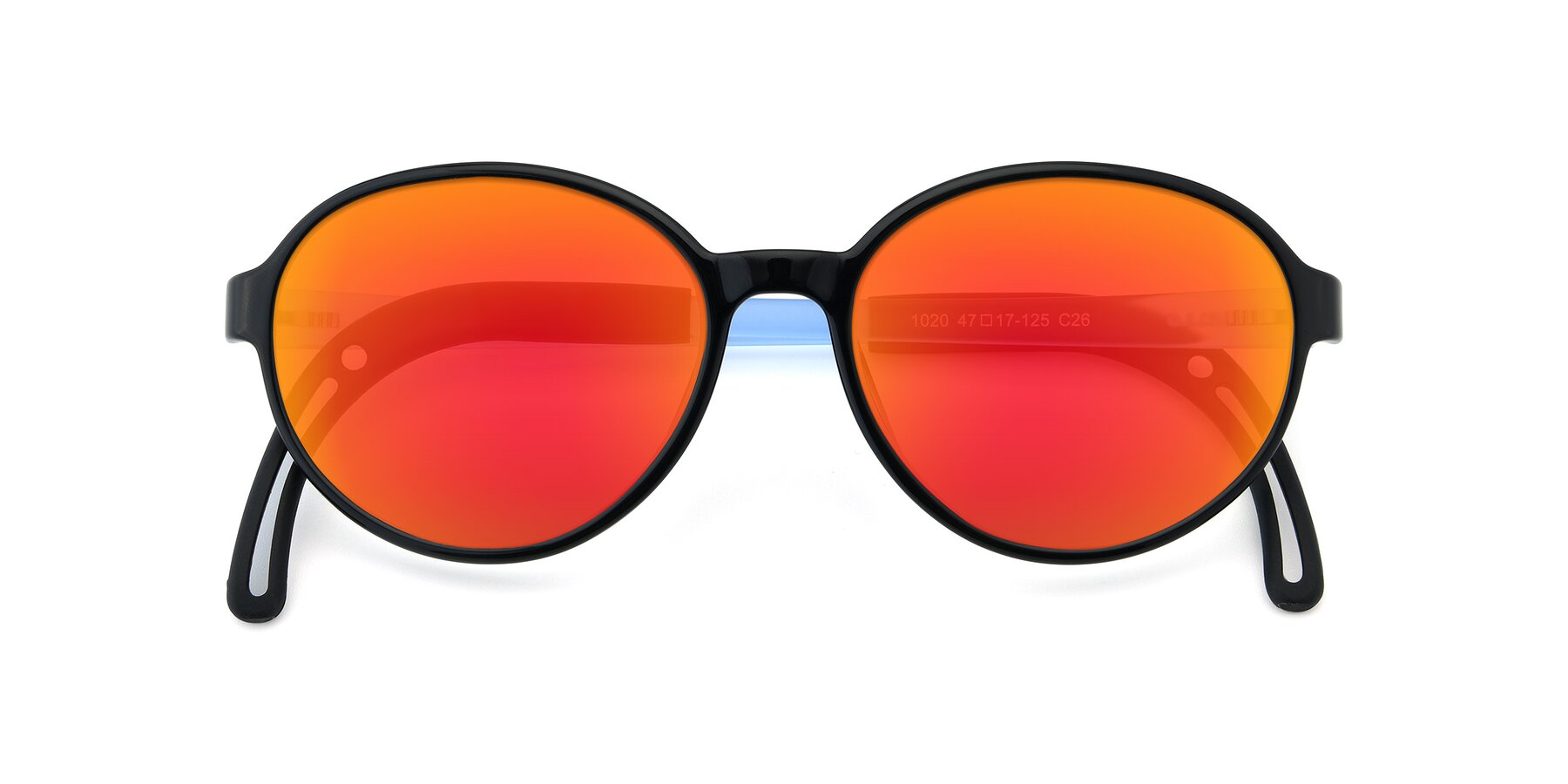 Folded Front of 1020 in Black-Blue with Red Gold Mirrored Lenses