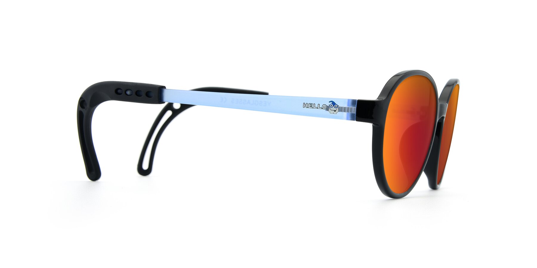 Side of 1020 in Black-Blue with Red Gold Mirrored Lenses