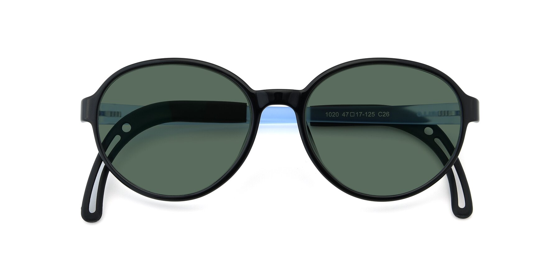 Folded Front of 1020 in Black-Blue with Green Polarized Lenses