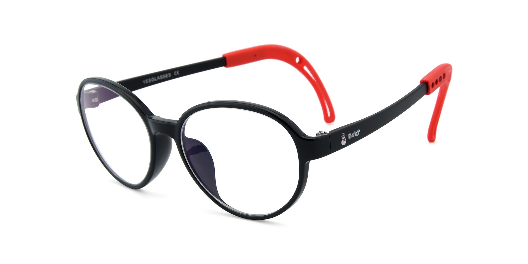 Angle of 1020 in Black-Red with Clear Blue Light Blocking Lenses
