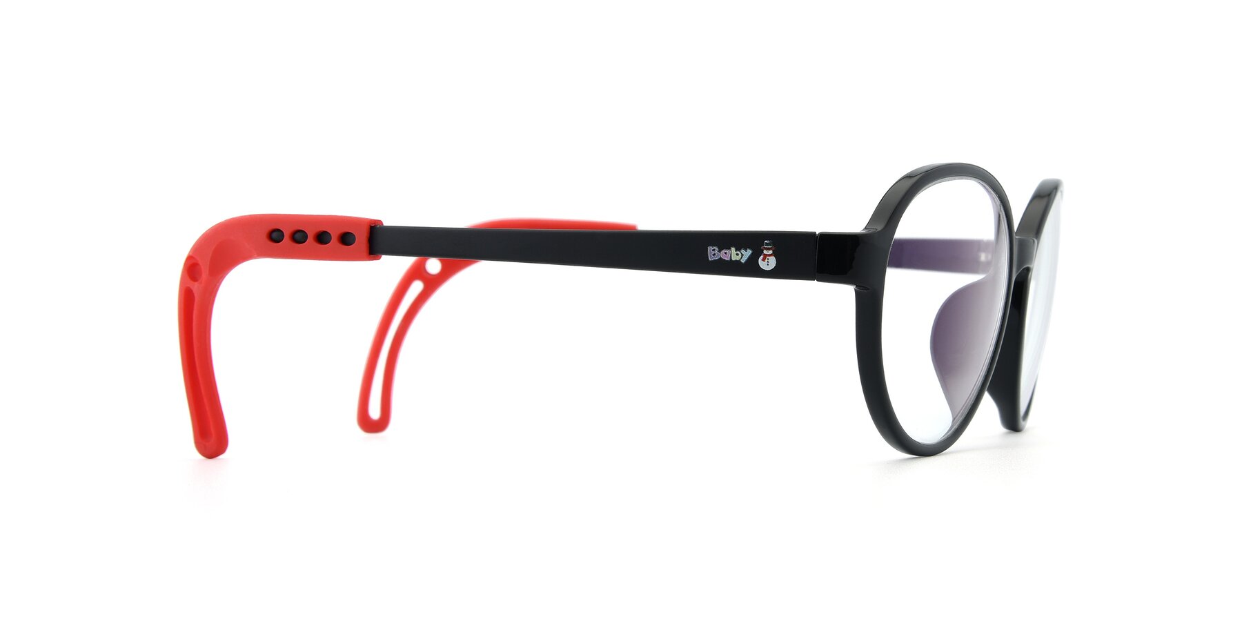 Side of 1020 in Black-Red with Clear Blue Light Blocking Lenses