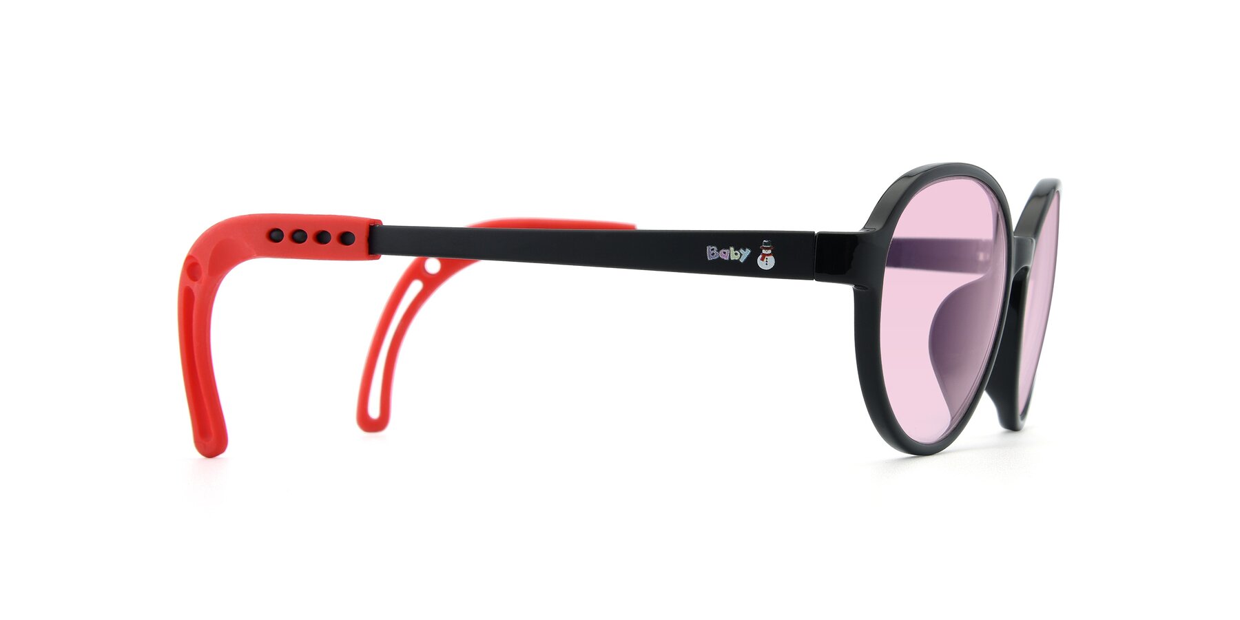 Side of 1020 in Black-Red with Light Pink Tinted Lenses