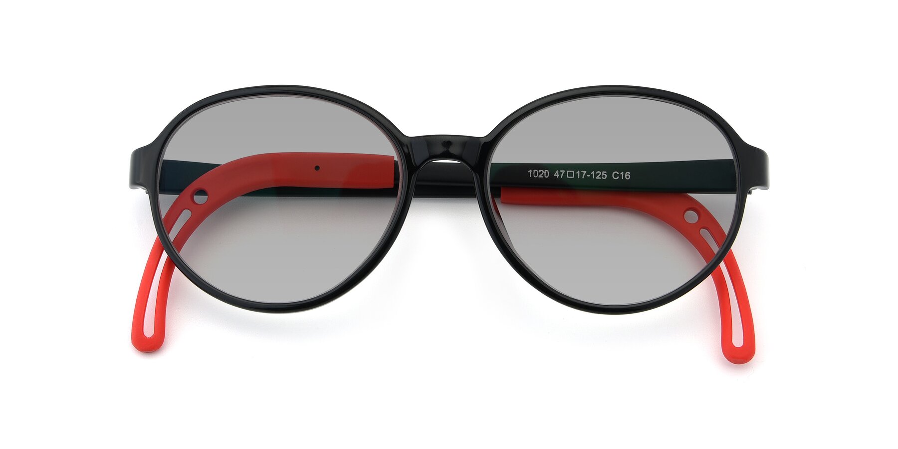 Folded Front of 1020 in Black-Red with Light Gray Tinted Lenses