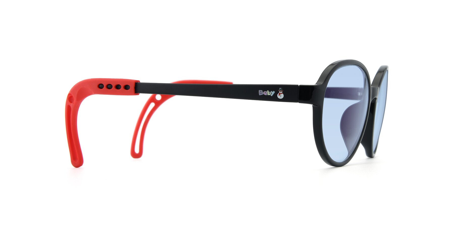 Side of 1020 in Black-Red with Light Blue Tinted Lenses