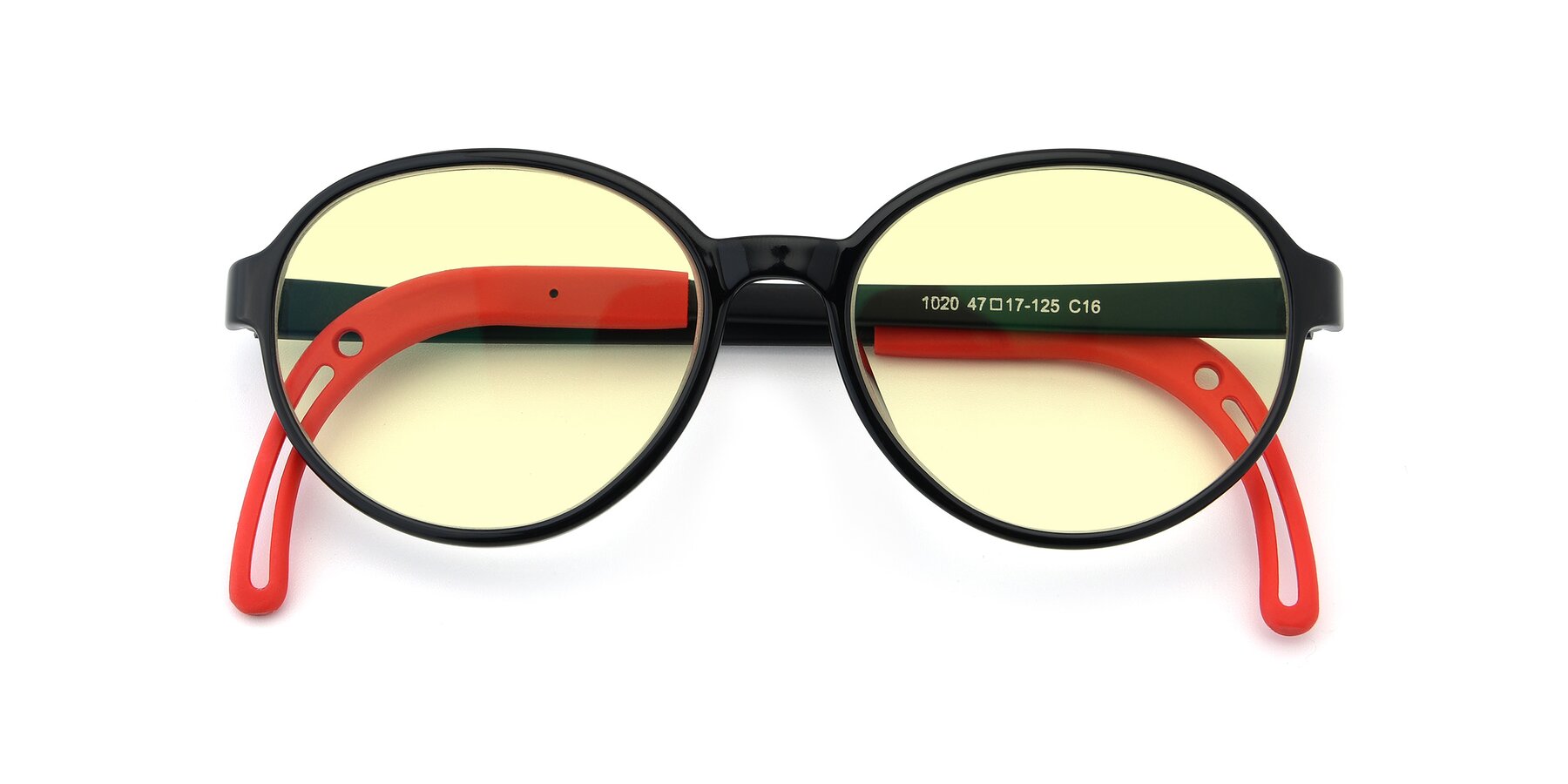 Folded Front of 1020 in Black-Red with Light Yellow Tinted Lenses