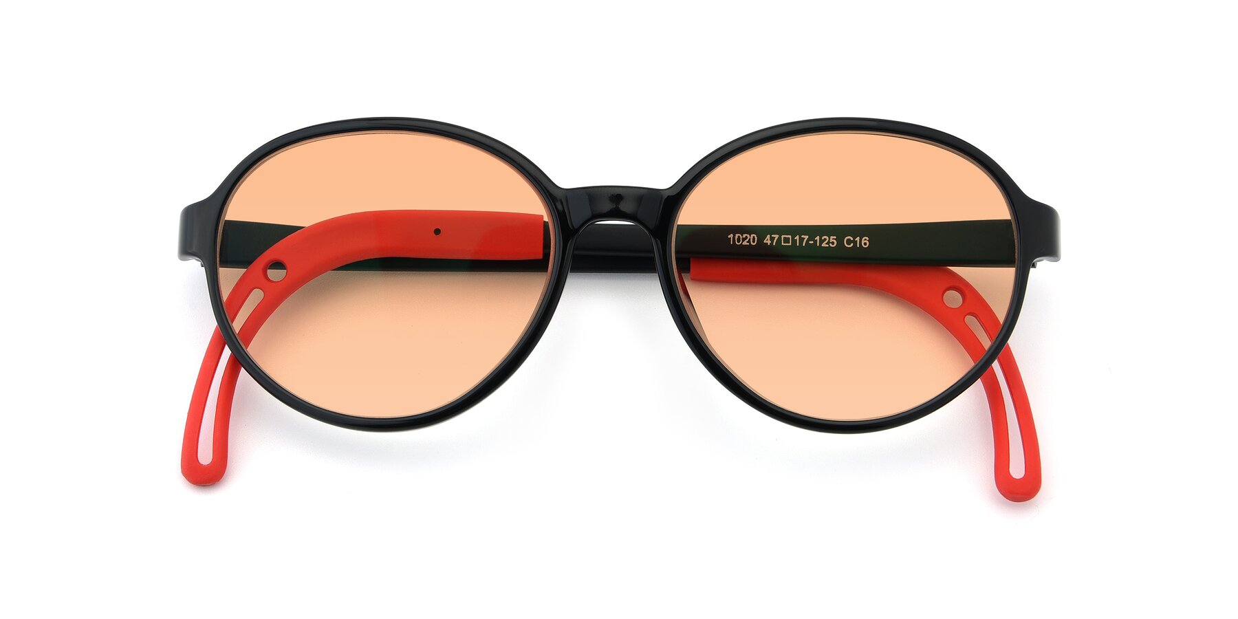 Folded Front of 1020 in Black-Red with Light Orange Tinted Lenses