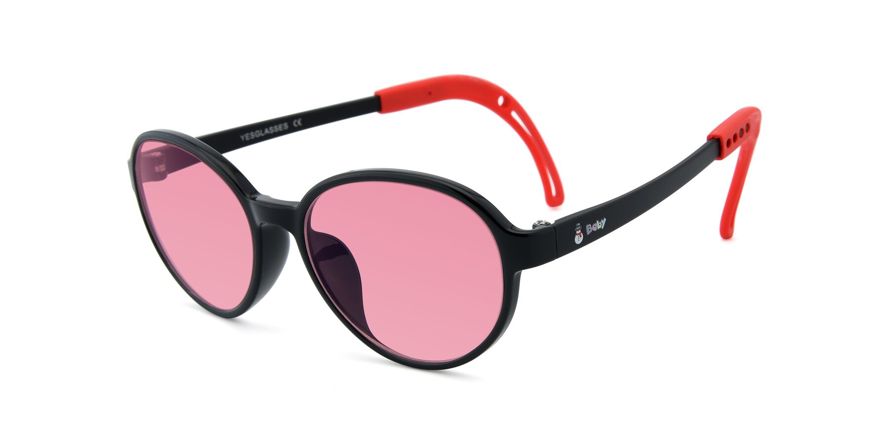 Angle of 1020 in Black-Red with Pink Tinted Lenses