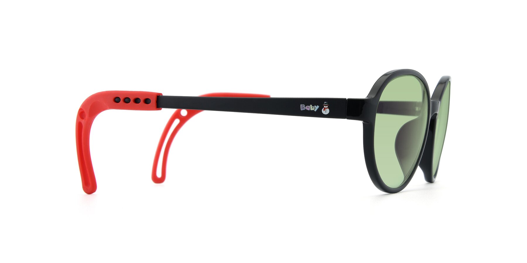 Side of 1020 in Black-Red with Medium Green Tinted Lenses