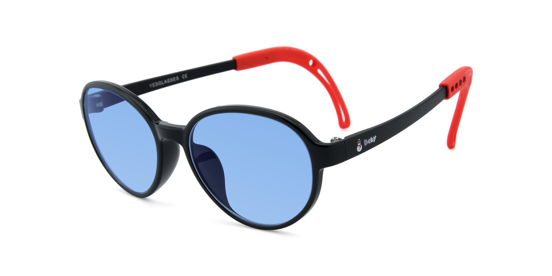 Angle of 1020 in Black-Red with Medium Blue Tinted Lenses