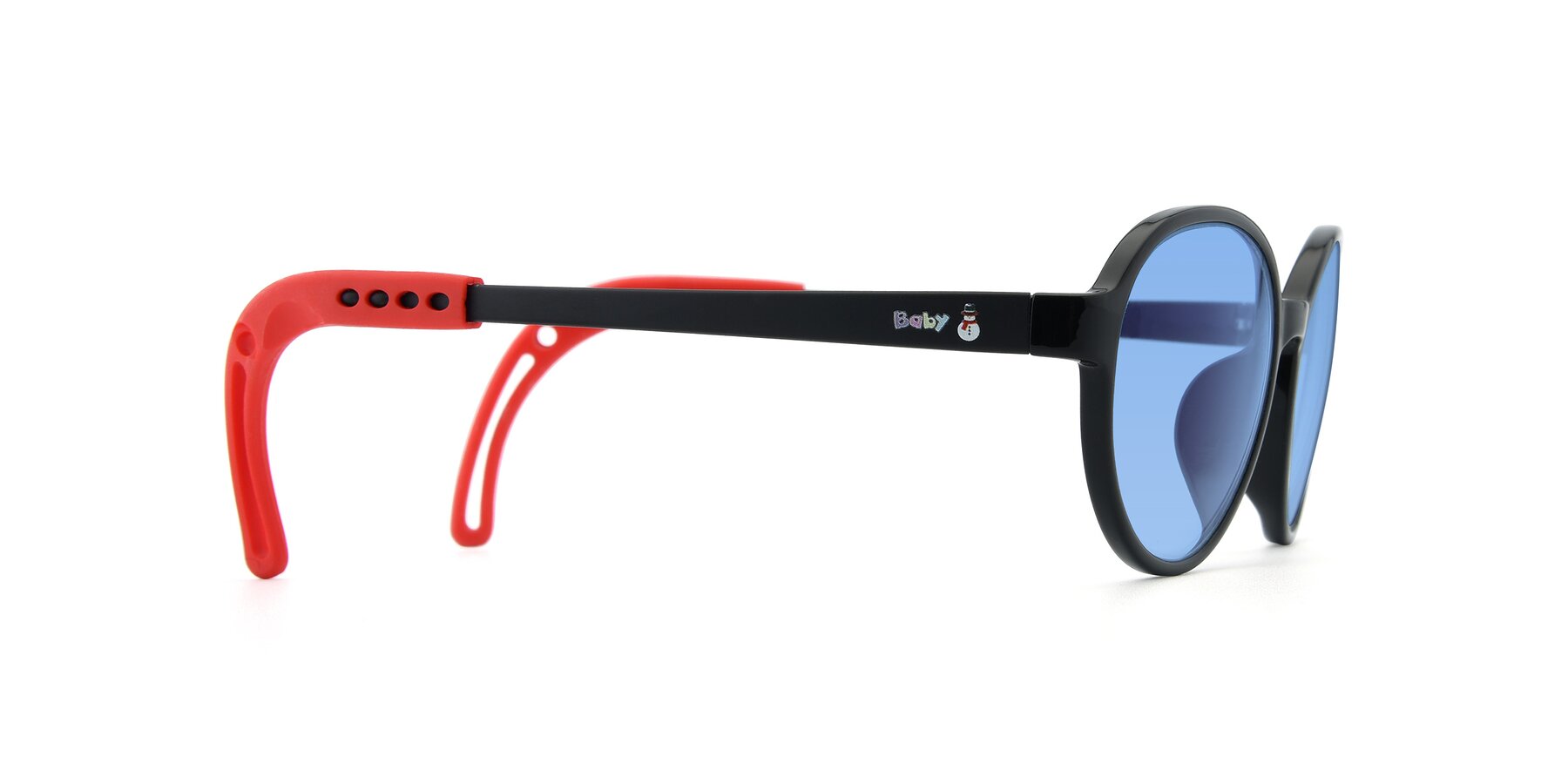 Side of 1020 in Black-Red with Medium Blue Tinted Lenses