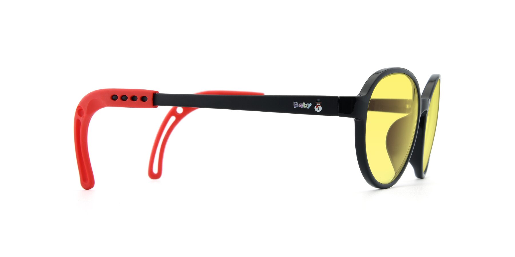Side of 1020 in Black-Red with Medium Yellow Tinted Lenses