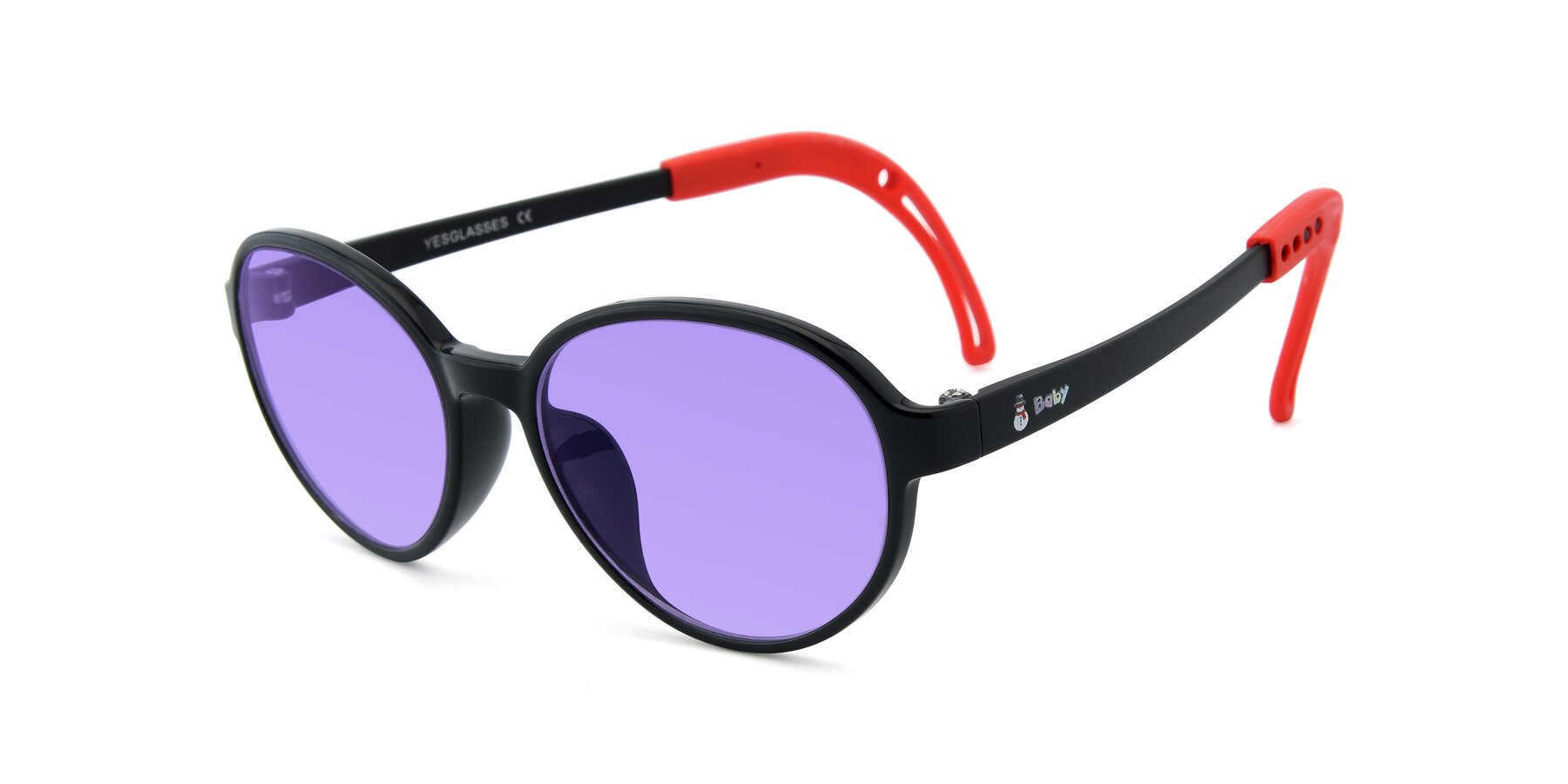 Angle of 1020 in Black-Red with Medium Purple Tinted Lenses