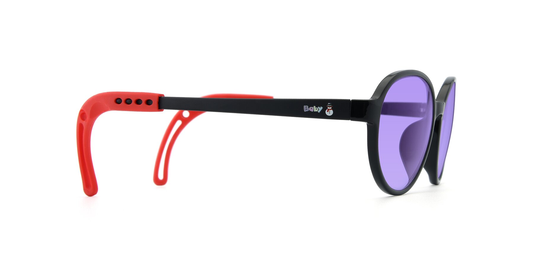Side of 1020 in Black-Red with Medium Purple Tinted Lenses