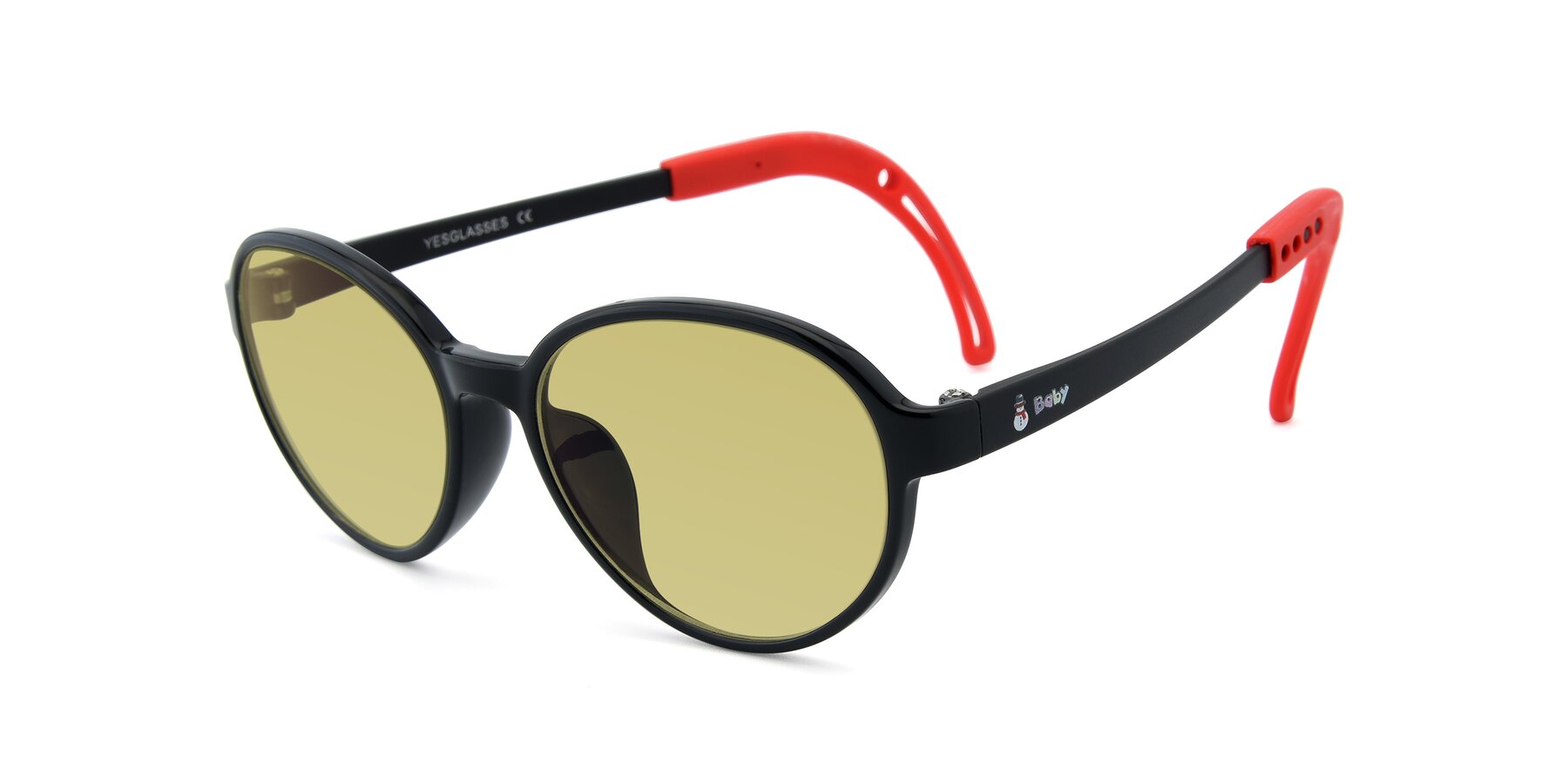 Angle of 1020 in Black-Red with Medium Champagne Tinted Lenses