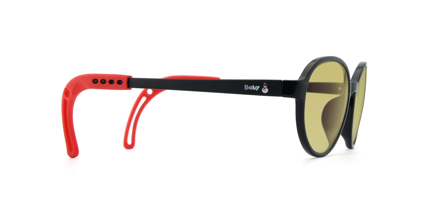 Side of 1020 in Black-Red with Medium Champagne Tinted Lenses