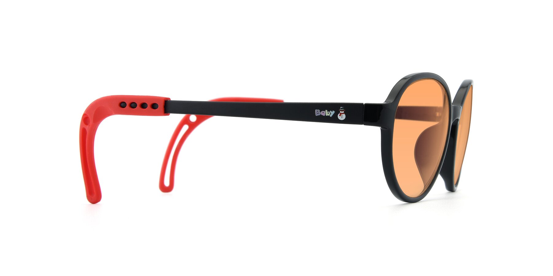 Side of 1020 in Black-Red with Medium Orange Tinted Lenses