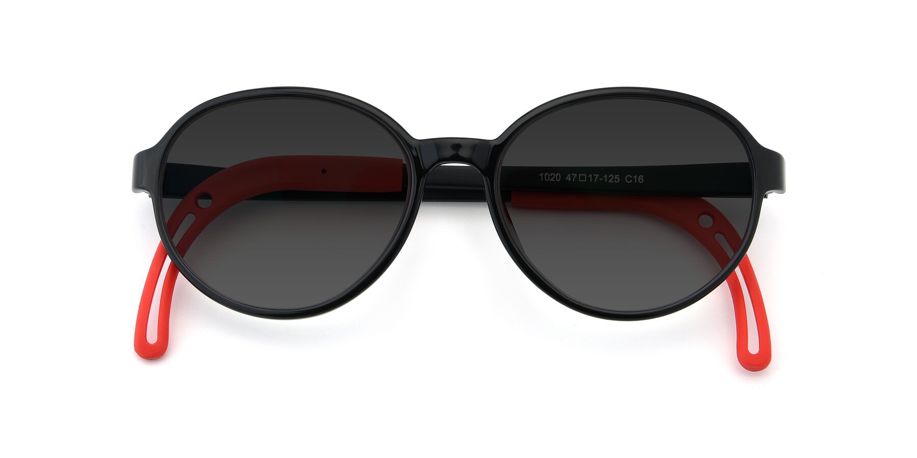 Folded Front of 1020 in Black-Red with Gray Tinted Lenses