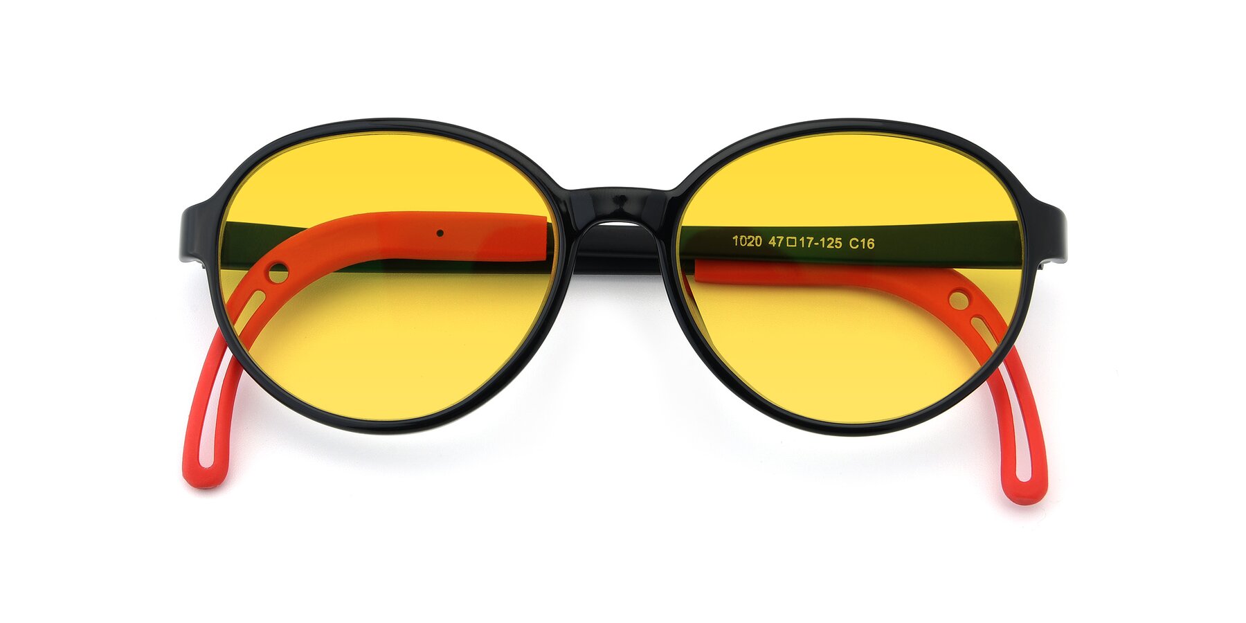 Folded Front of 1020 in Black-Red with Yellow Tinted Lenses