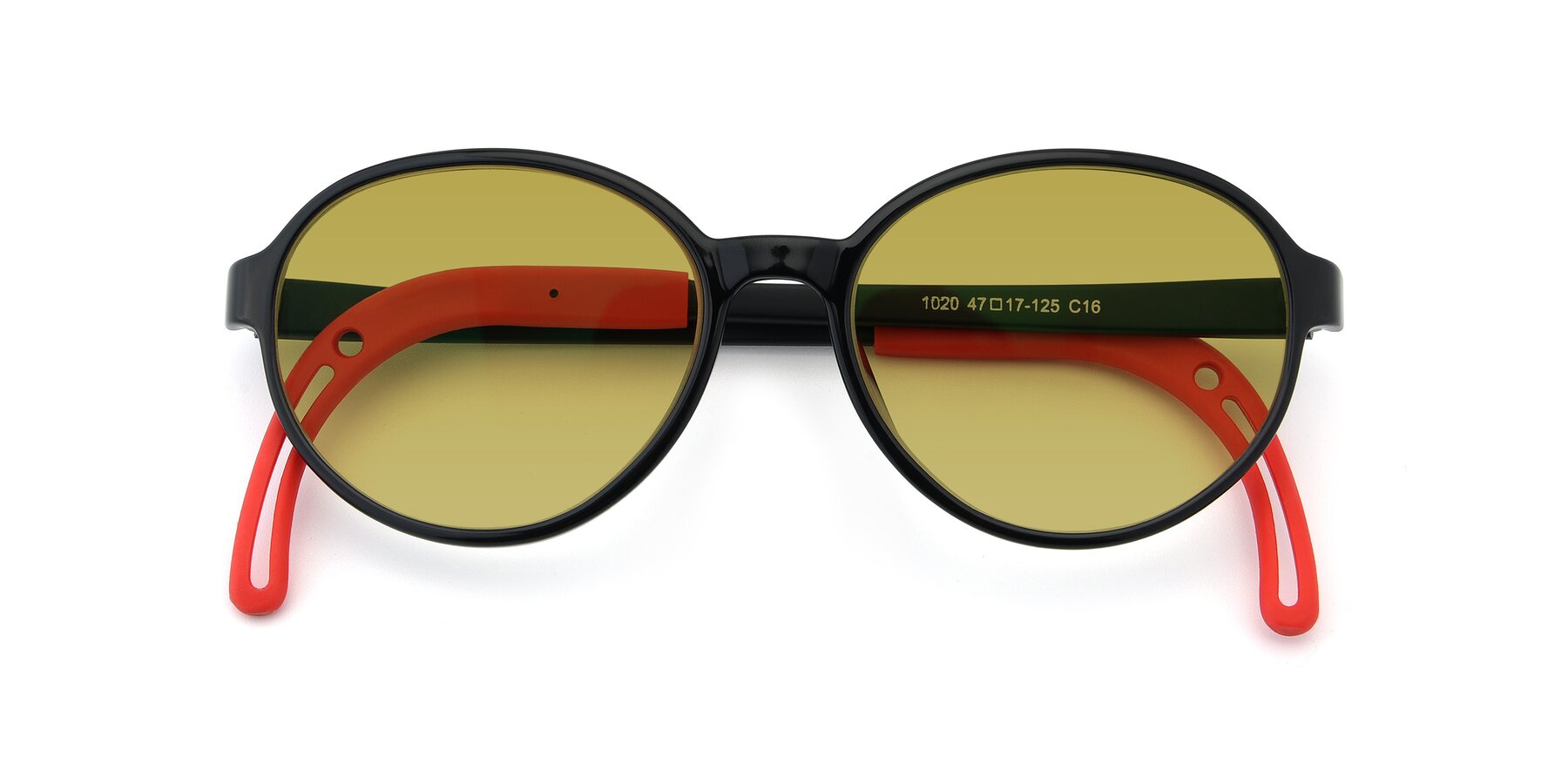 Folded Front of 1020 in Black-Red with Champagne Tinted Lenses