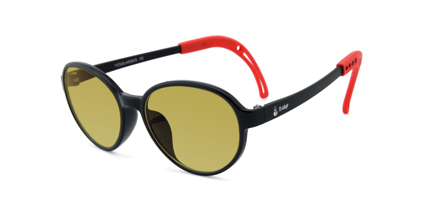 Angle of 1020 in Black-Red with Champagne Tinted Lenses