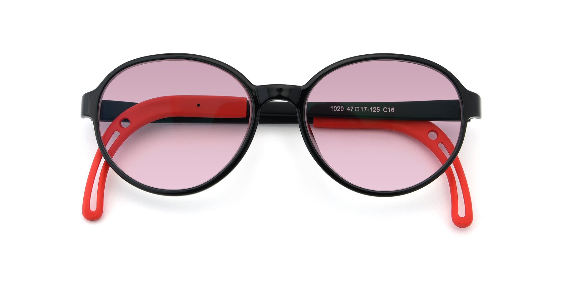 Folded Front of 1020 in Black-Red with Light Wine Tinted Lenses