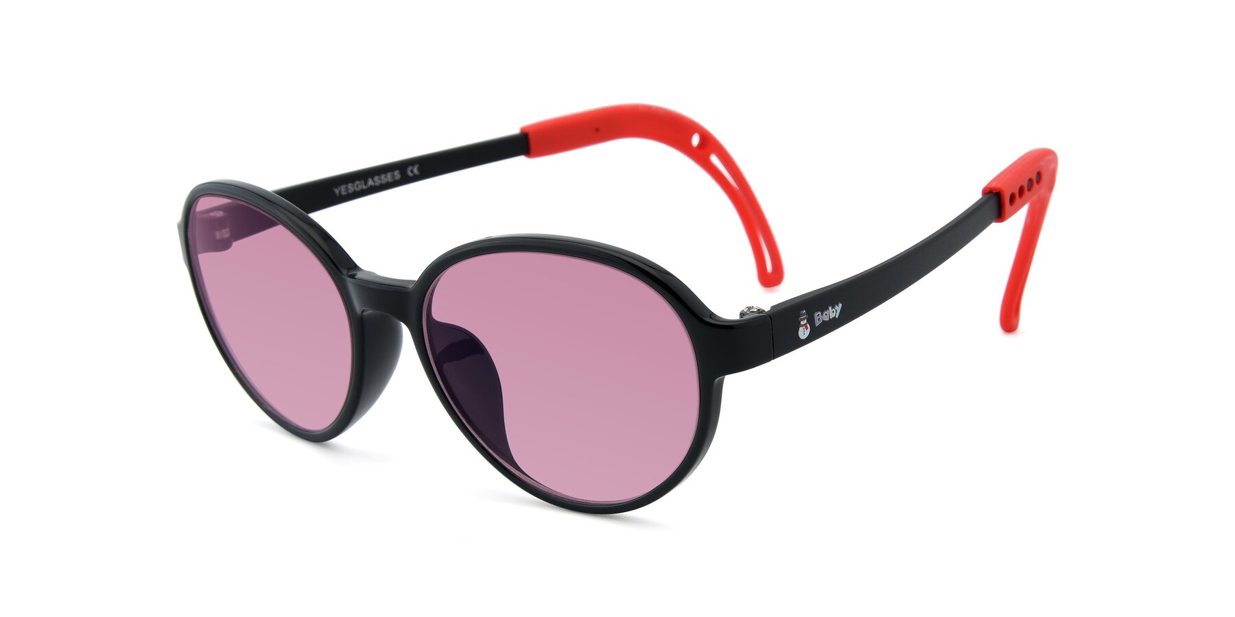 Angle of 1020 in Black-Red with Medium Wine Tinted Lenses