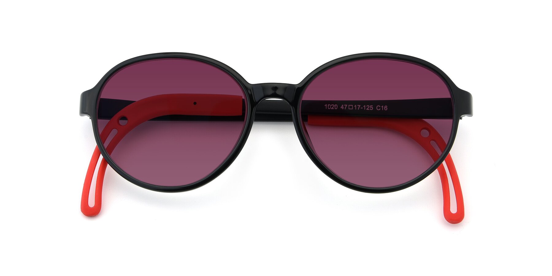 Folded Front of 1020 in Black-Red with Wine Tinted Lenses