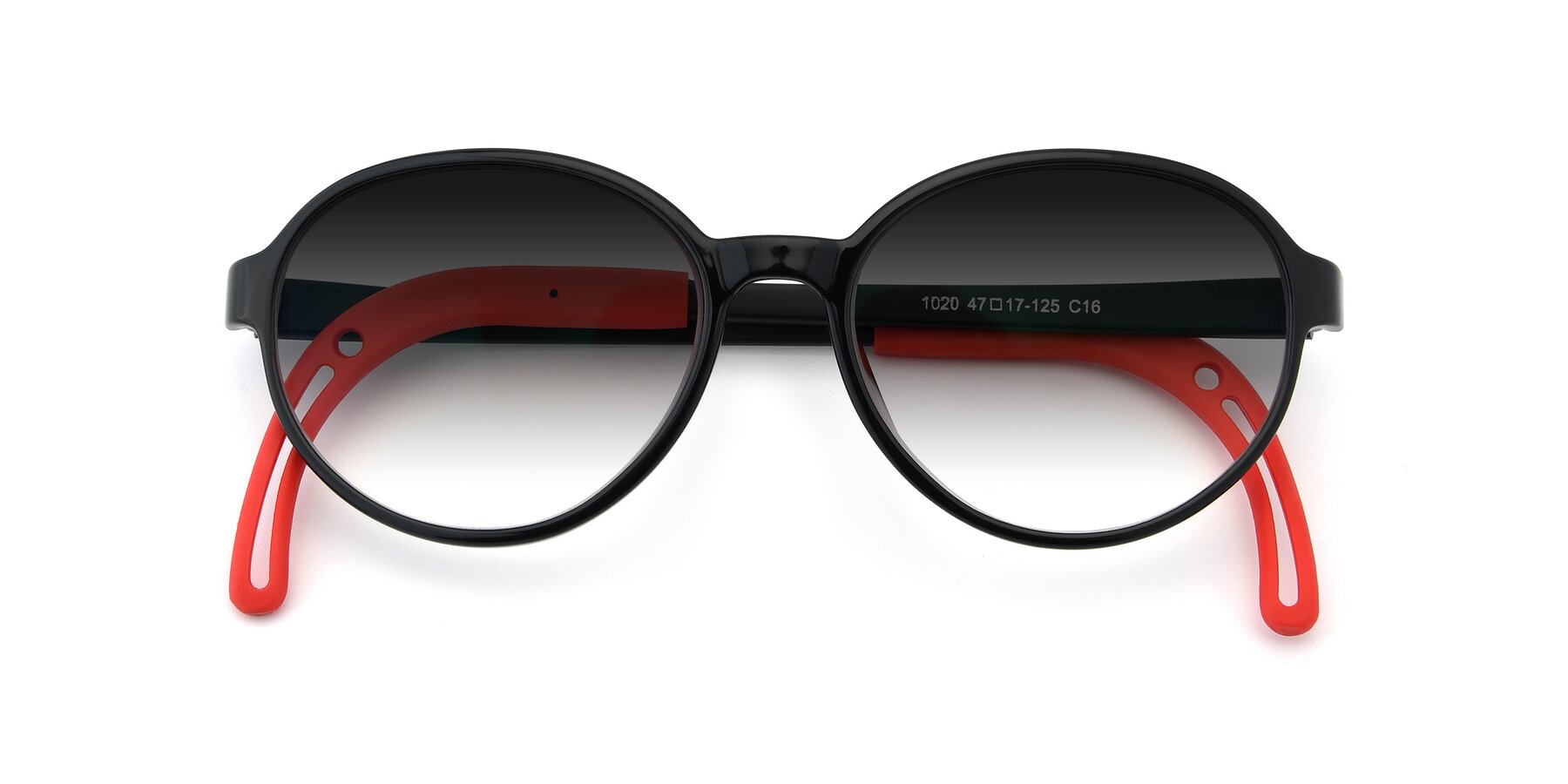 Folded Front of 1020 in Black-Red with Gray Gradient Lenses