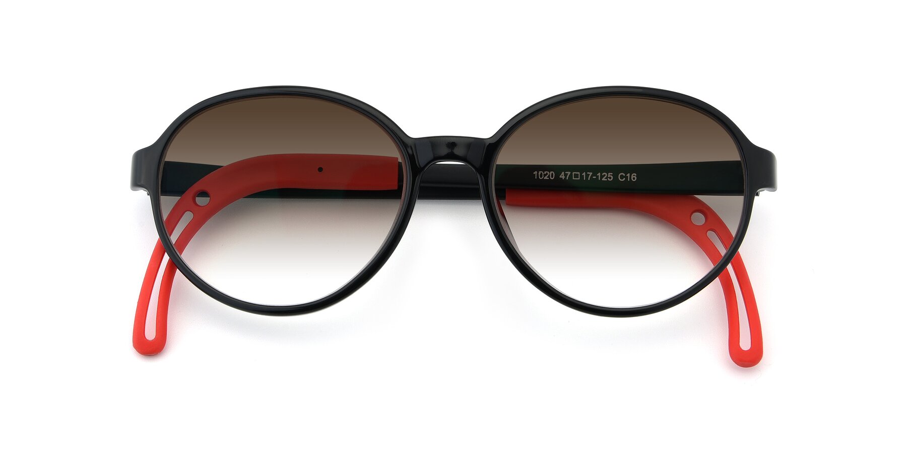 Folded Front of 1020 in Black-Red with Brown Gradient Lenses