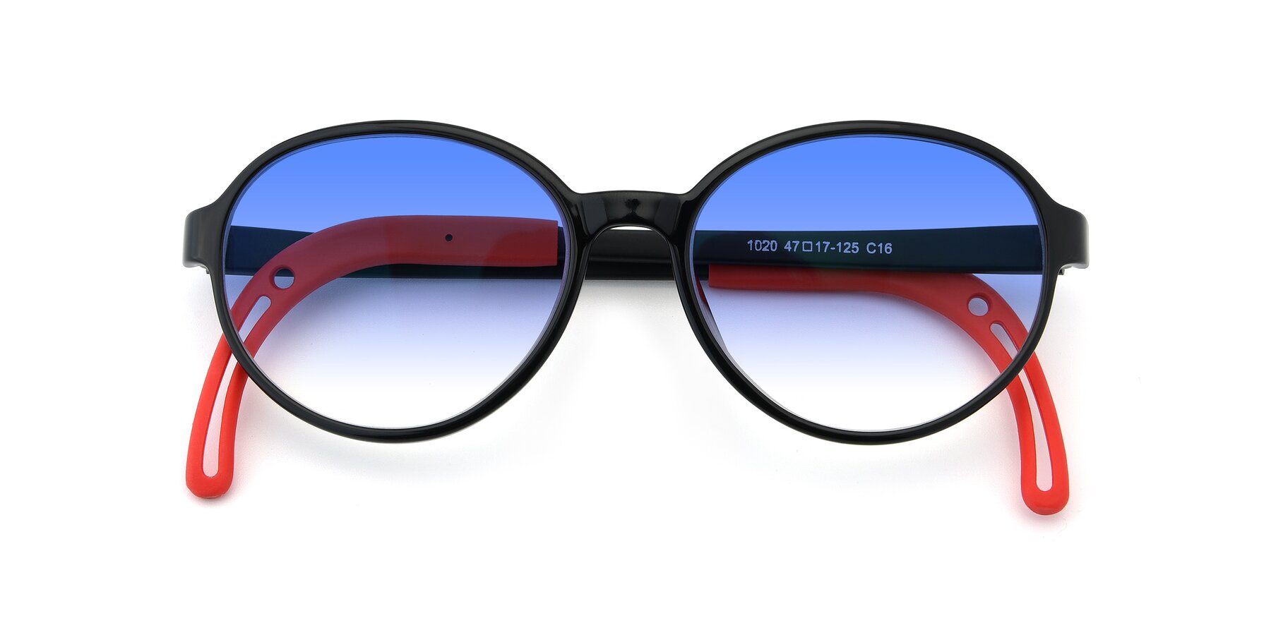 Folded Front of 1020 in Black-Red with Blue Gradient Lenses