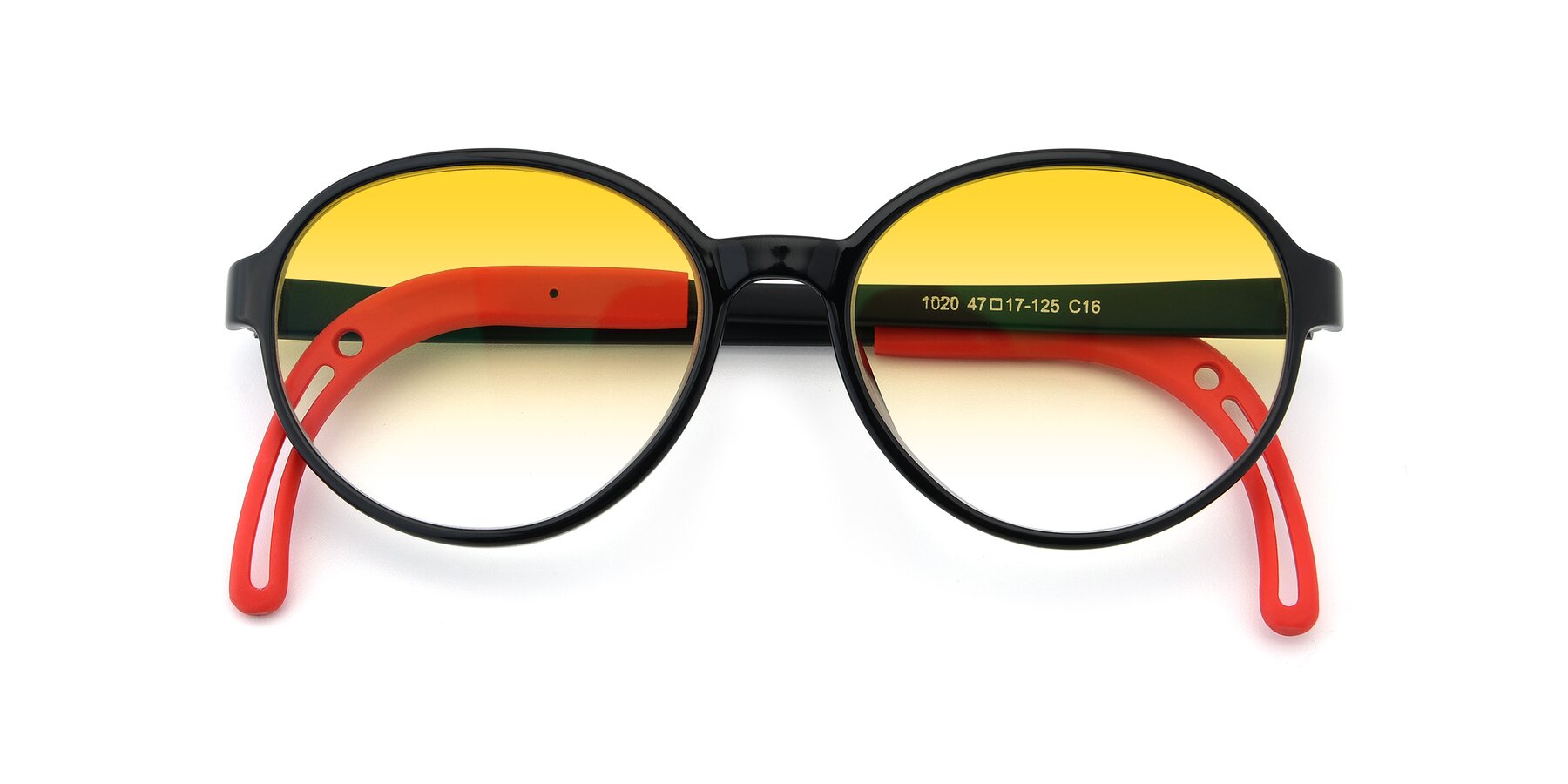 Folded Front of 1020 in Black-Red with Yellow Gradient Lenses