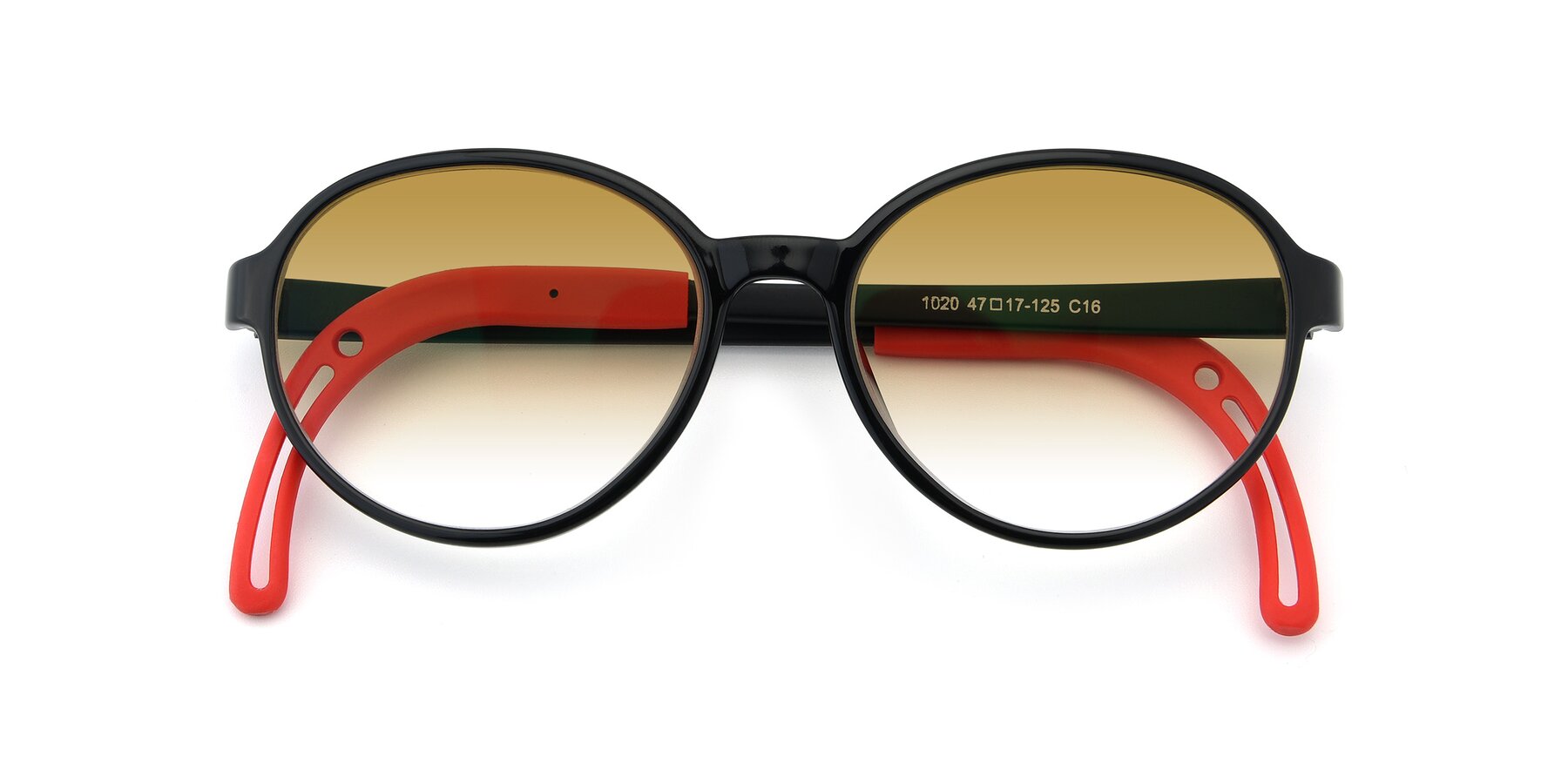 Folded Front of 1020 in Black-Red with Champagne Gradient Lenses
