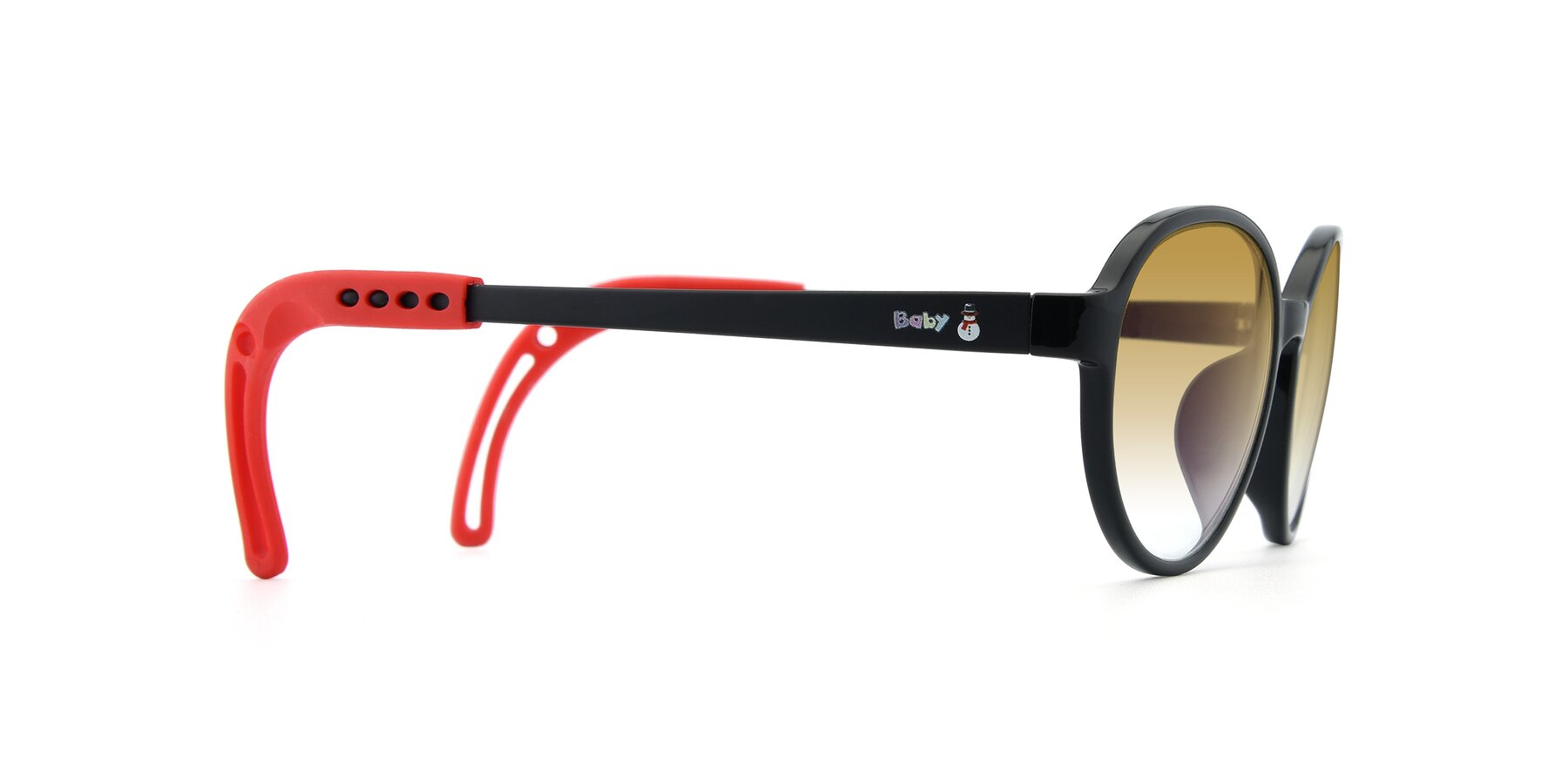 Side of 1020 in Black-Red with Champagne Gradient Lenses